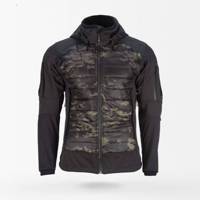 Schwarze Camouflage-Pufferjacke „Shadowstrike“ S1