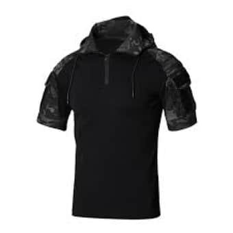 Prizrak – Kurzarm-Tarn-Kampfshirt mit Kapuze