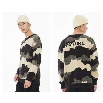 camo print sweater Y2K