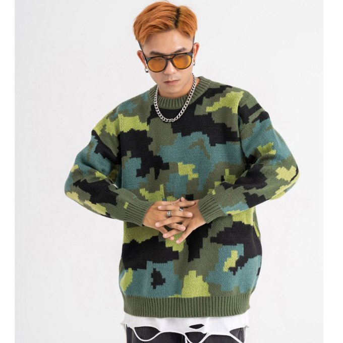 Pullover mit Camouflage-Print im Y2K-Look – Bild 3