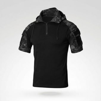 Prizrak – Kurzarm-Tarn-Kampfshirt mit Kapuze