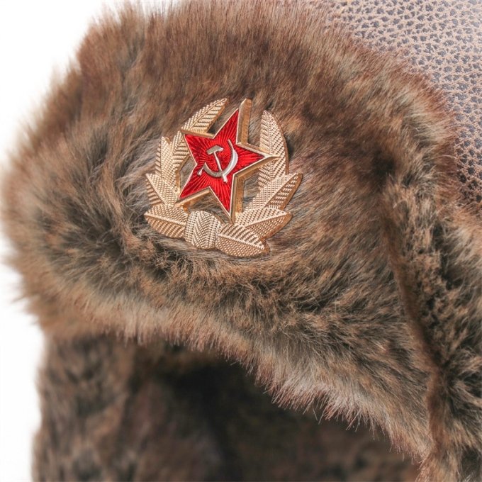 Wintermütze aus Leder im russischen Stil – Bild 3
