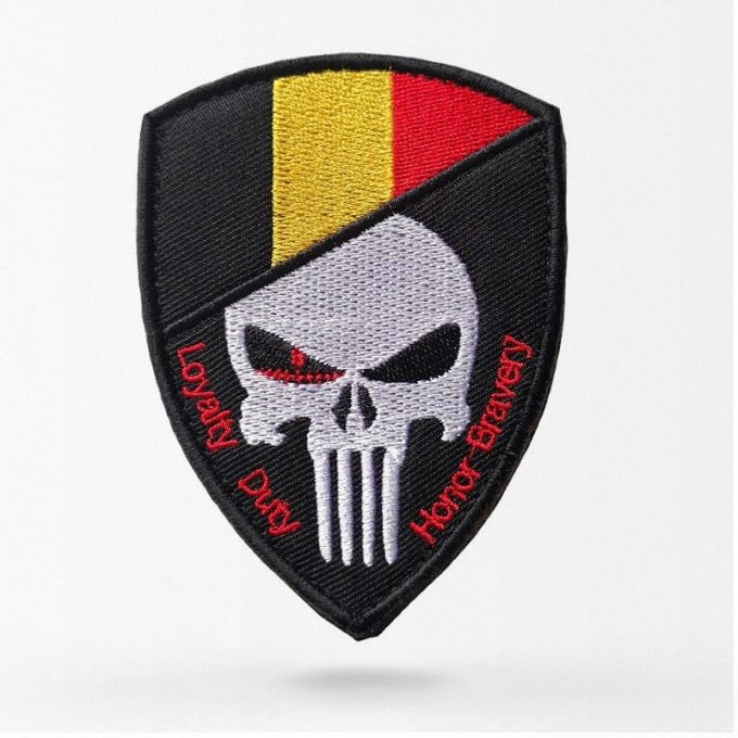 Belgischer Totenkopf-Flaggen-Aufnäher