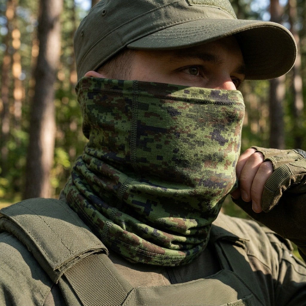 Digital green camo EMR neck gaiter