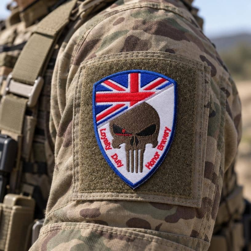 United kingdom skull flag patch