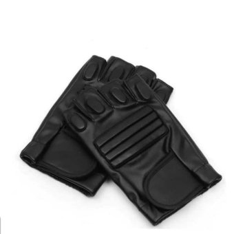 Fingerless military gloves leather