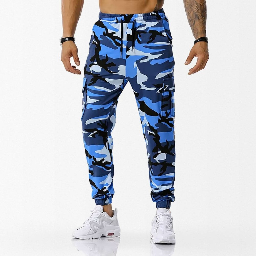 Blaue Camo-Jogginghose Streetstyle