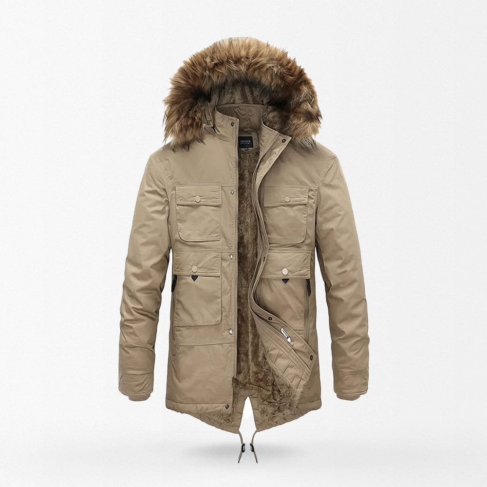 Armee-Parka mit Pelzbesatz