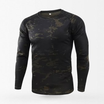 Schwarzes Camouflage-Langarmshirt
