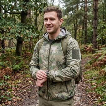 Lightweight camo rain jacket