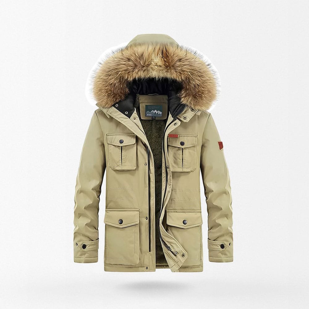 Militär-Parka-Jacke mit Fleece-Futter