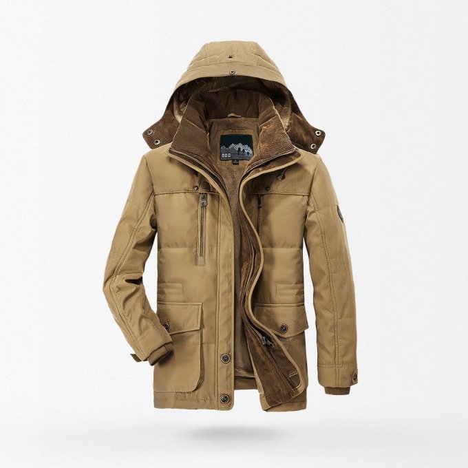 Militär-Parka-Jacke mit Fleece-Futter