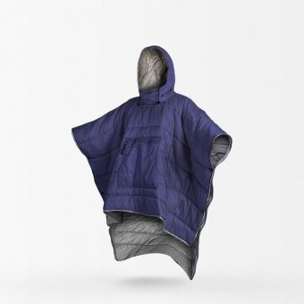 Warmer Militär-Poncho in Marineblau