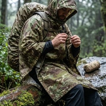 Multicam Tropic rain poncho