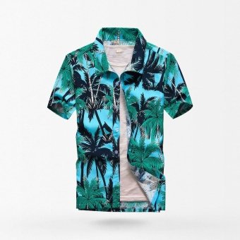 Blaues Hawaii-Hemd mit Palmenmuster
