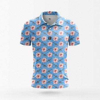 Hawaii-Hemd mit Pistolen- und Blumenmotiv