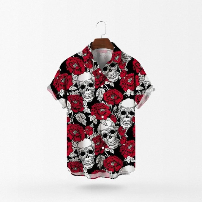 Hawaii-Hemd mit Totenkopfblumen