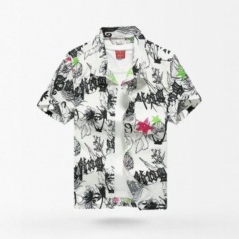 Weißes Hawaii-Hemd im Gangsta-Look für den Sommer