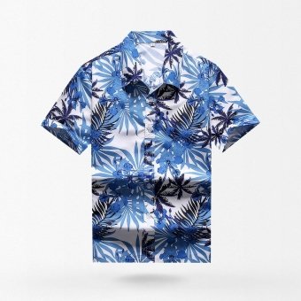 Weißes Hawaii-Hemd mit blauen Blättern