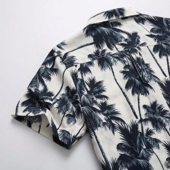 White hawaiian shirt with blue palm trees