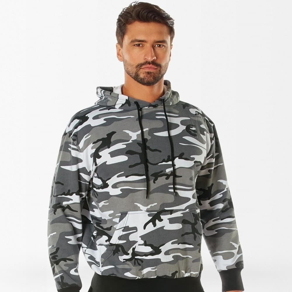 Schwarz-weiß Tarnkapuzenpullover – Bild 2