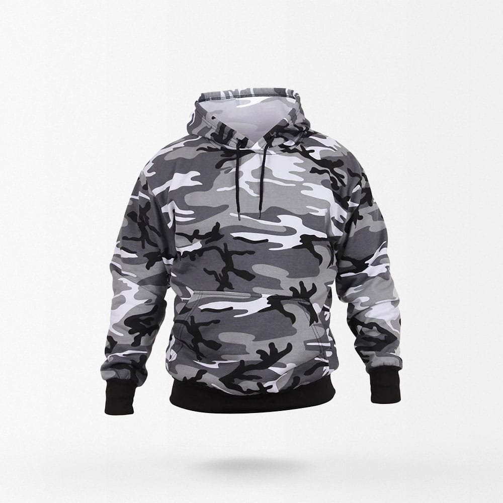 Schwarz-weiß Tarnkapuzenpullover