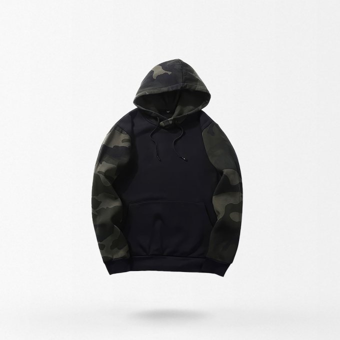 Schwarzer Camouflage-Kapuzenpullover – Bild 2