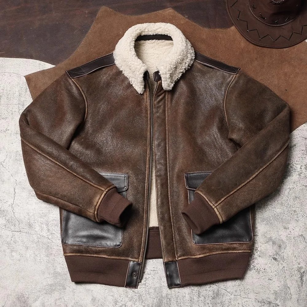 Braune A2 Bomber-Lederjacke – Taktische Militärjacke