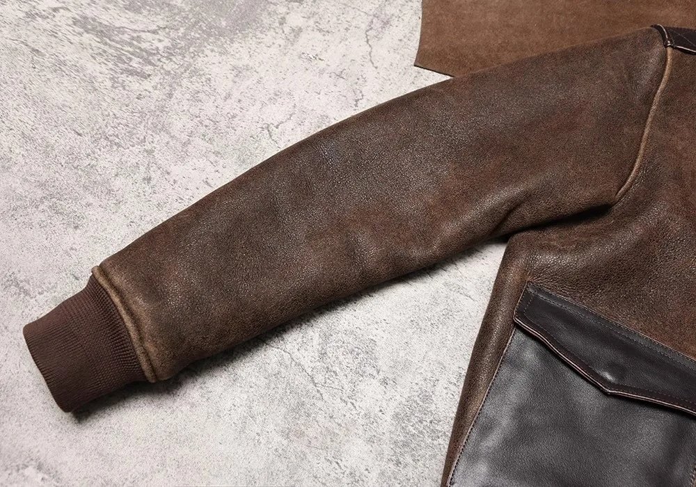 Braune A2 Bomber-Lederjacke – Taktische Militärjacke – Bild 7