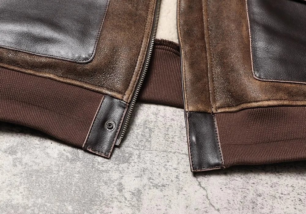 Braune A2 Bomber-Lederjacke – Taktische Militärjacke – Bild 6