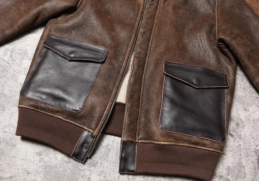 Braune A2 Bomber-Lederjacke – Taktische Militärjacke – Bild 5