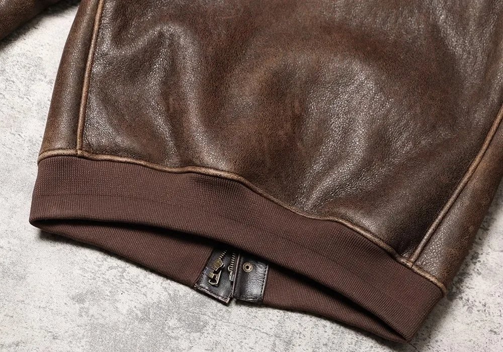 Braune A2 Bomber-Lederjacke – Taktische Militärjacke – Bild 4