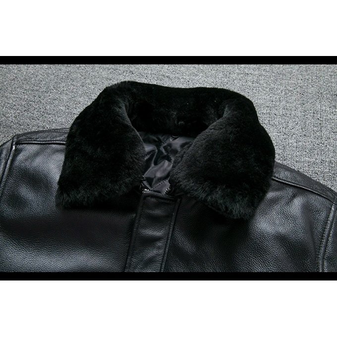 Fliegerjacke B3 mit Fellkragen in Schwarz – Bild 10