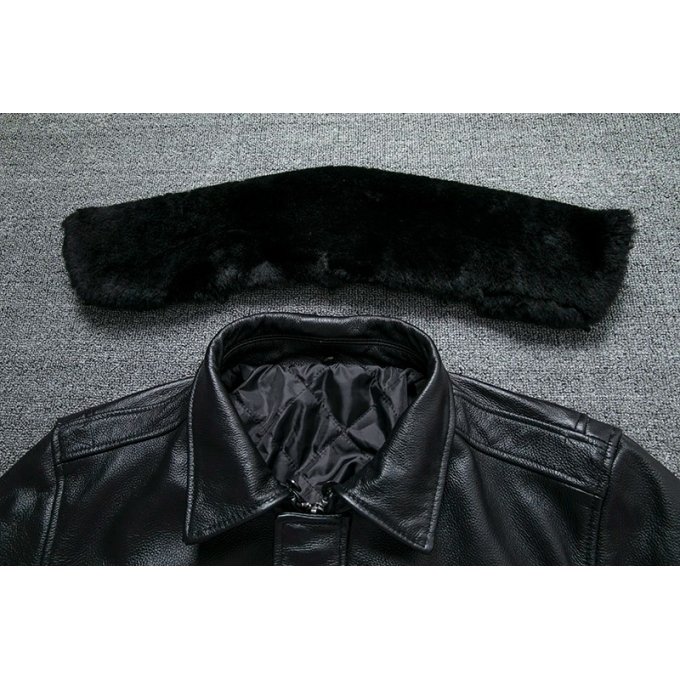 Fliegerjacke B3 mit Fellkragen in Schwarz – Bild 6