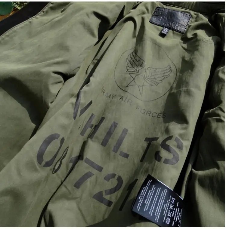 A2-Lederfliegerjacke mit Olivfutter – Bild 8