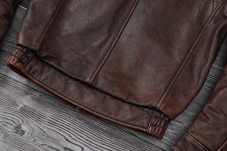 Braune Vintage-Leder-Fliegerjacke – Bild 5