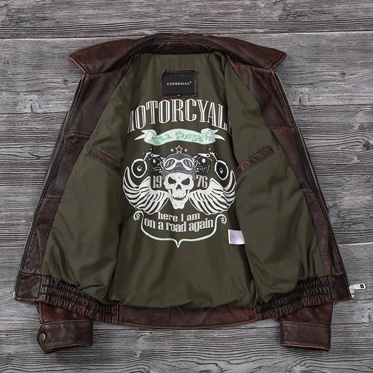 Braune Vintage-Leder-Fliegerjacke – Bild 2