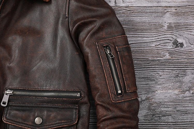 Braune Vintage-Leder-Fliegerjacke – Bild 12