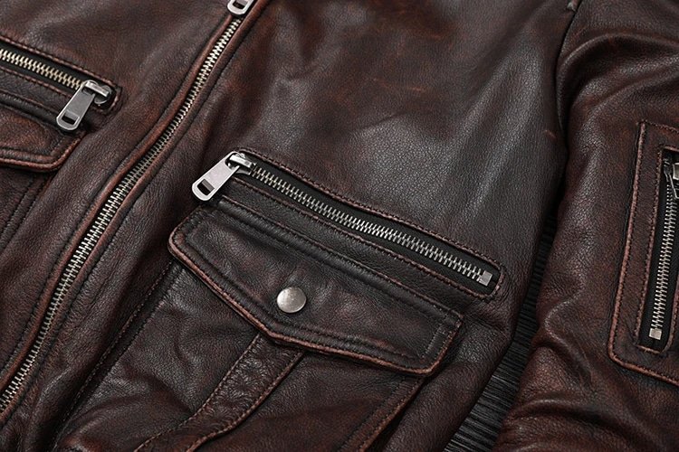 Braune Vintage-Leder-Fliegerjacke – Bild 11