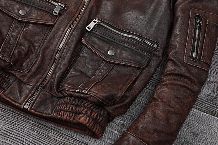 Braune Vintage-Leder-Fliegerjacke – Bild 9