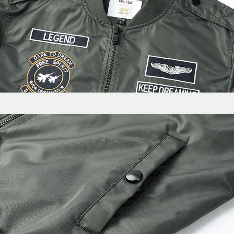 MA-1 Fliegerjacke Olivgrün mit Patches – Bild 3