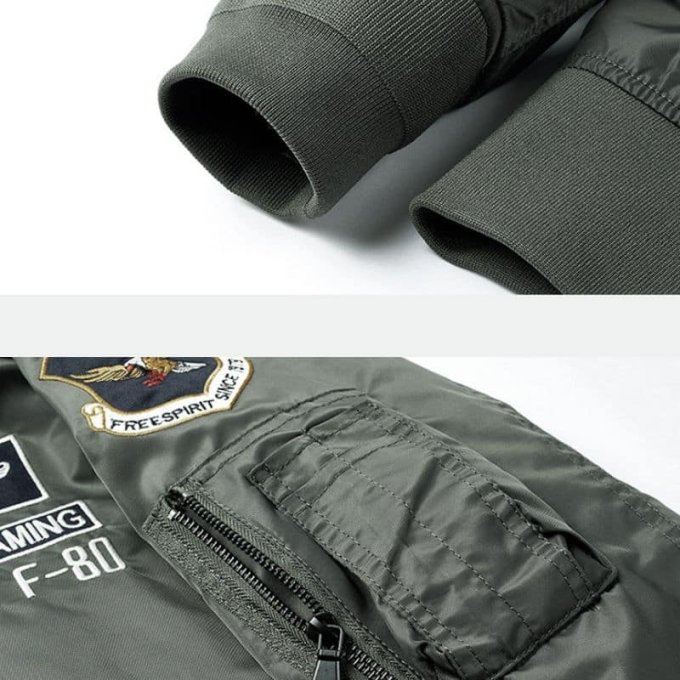 MA-1 Fliegerjacke Olivgrün mit Patches – Bild 4