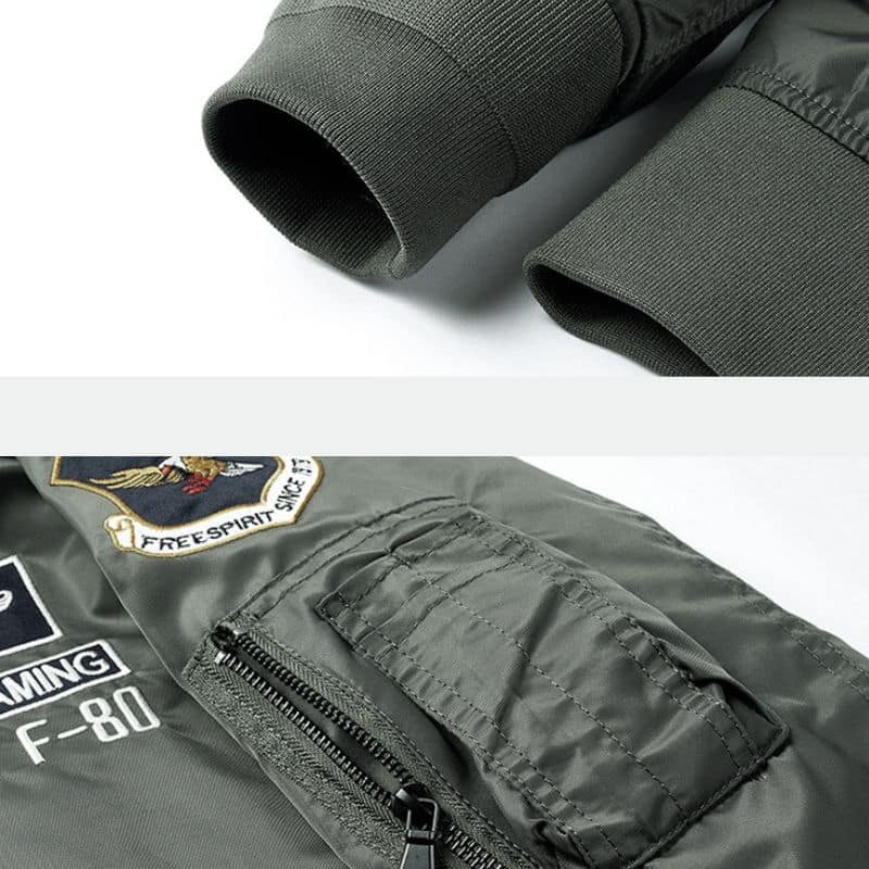 MA-1 Fliegerjacke Olivgrün mit Patches – Bild 4