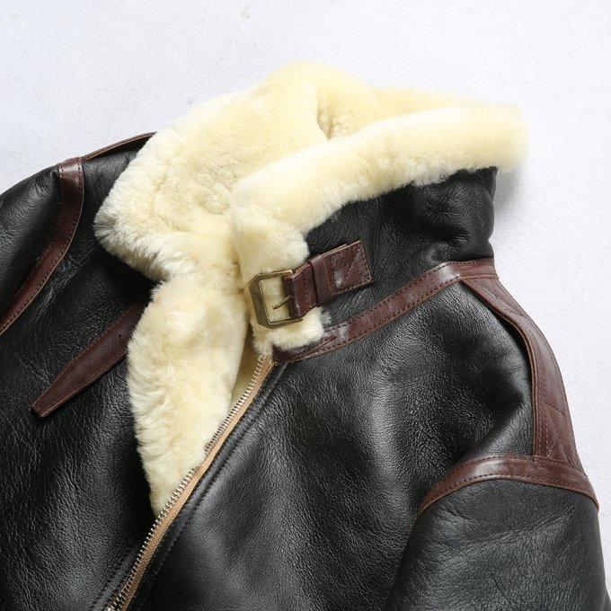 A2 Schaffell-Lederjacke für Herren – Bild 7