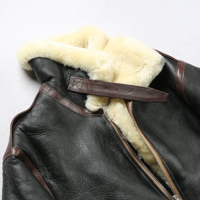 A2 Schaffell-Lederjacke für Herren – Bild 3