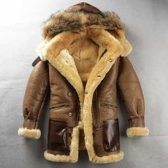Herren Schaffellmantel im Militärlook