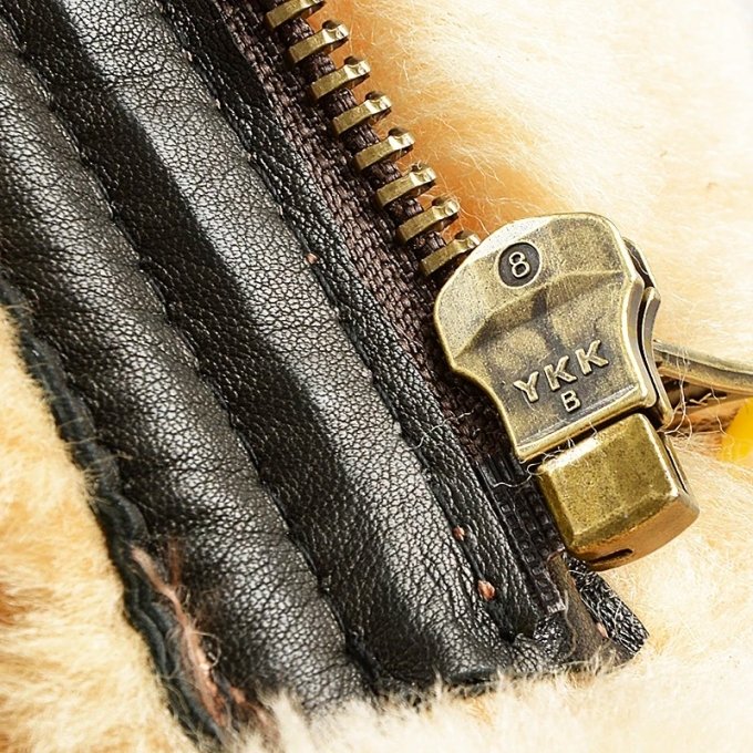 Herren Schaffellmantel im Militärlook – Bild 9