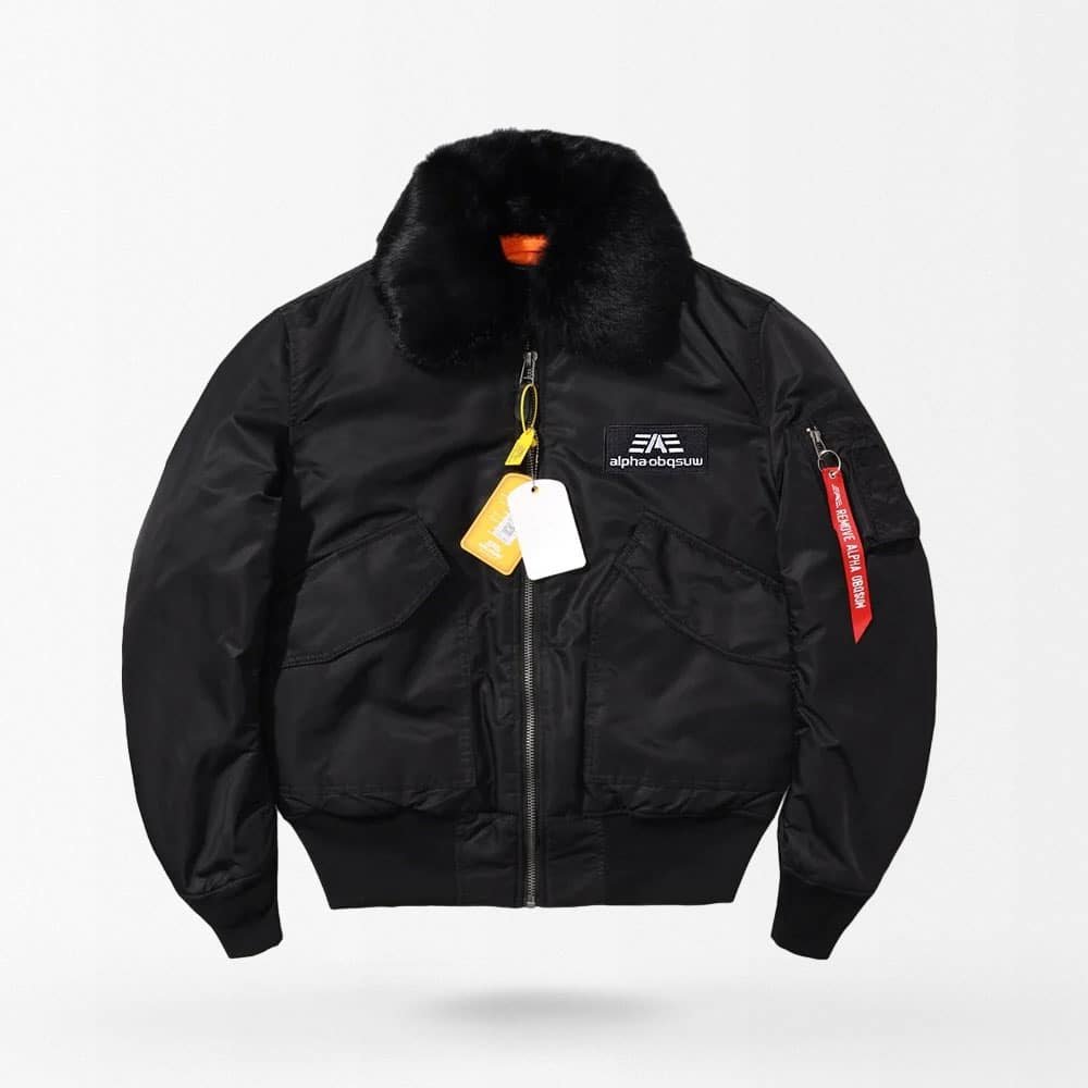 Schwarze Bomberjacke 45P Flight im Military-Look