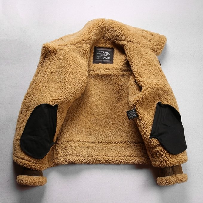 B3 Bomberjacke aus Lammfell und Leder – Militärjacke – Bild 4