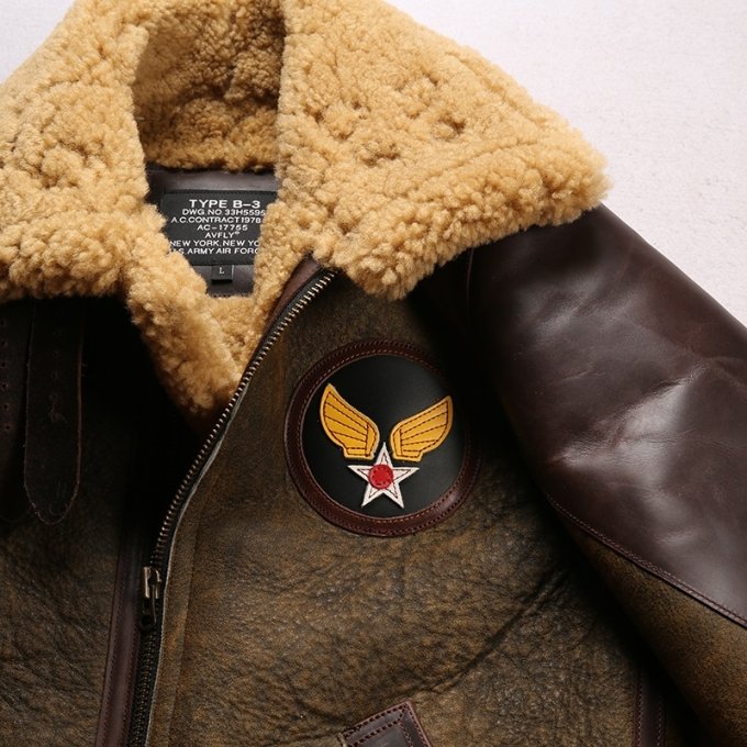 B3 Bomberjacke aus Lammfell und Leder – Militärjacke – Bild 10
